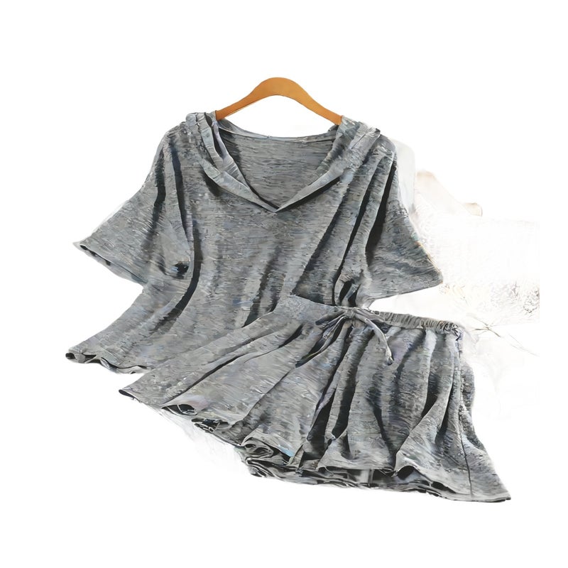 Women's Casual Sport Set Spring Summer Hooded Two-Piece Outfit - Image 1
