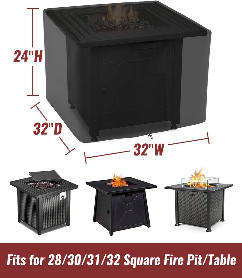 30 Inch Square Fire Pit Cover for Propane Fire Pit/Table, 100% Waterproof Cover Fits 28/30/32 Inch Fire Pit, All Weather Resistant - Image 2