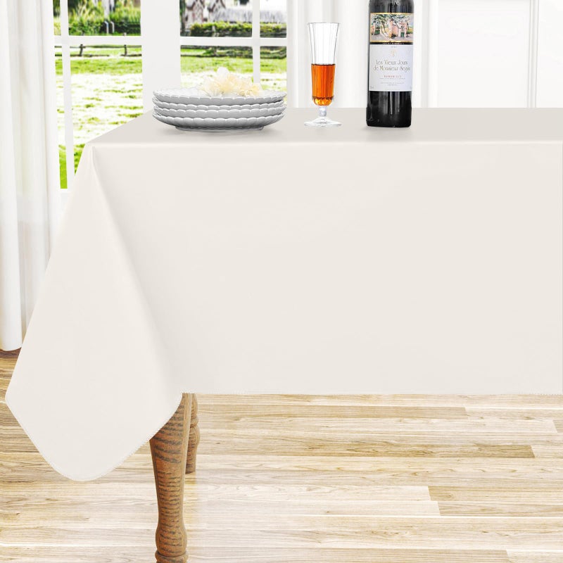 homing Rectangle Vinyl Tablecloth, Waterproof Spillproof Plastic Flannel Backed Table Cloth, Wipe Clean Table Cover for Dining, Buffet Parties and Camping (Beige, 60" x 84") - Image 1