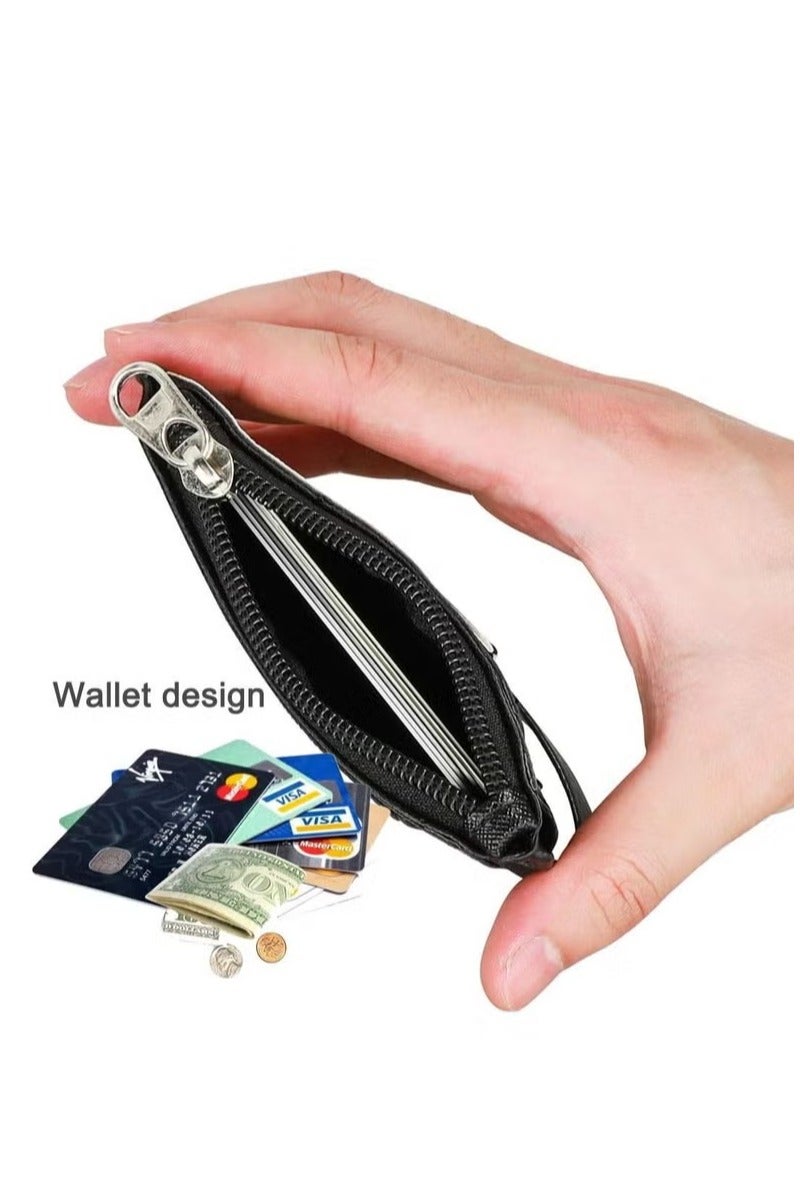 حامل بطاقة الهوية مع جيب بسحاب من جلد البولي يوريثان وحبل تثبيت - Image 3