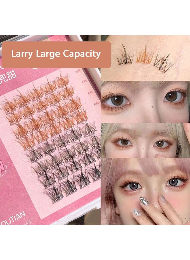 Gecomo - Bicolor False Eyelashes, Individual Lashes Cluster Lashes, DIY Lash Extension Kit (Caramel, Black) - Image 1