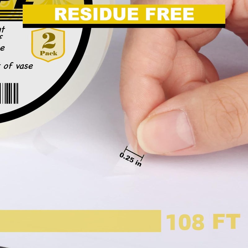 ARIFLOR 2Packs Clear Floral Tape - 1/4" Wide Floral Vase Tape, Clear Waterproof Floral Tape for Fresh Flower Bouquets and Flower Arrangements Crafts (0.25inch*2Packs) - Image 2