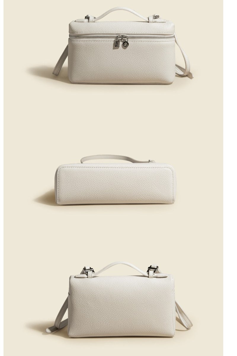 LP LP19 Lunch Box Bag – Women's Crossbody Small Handbag with Premium Craftsmanship & Elegant Top Handle-White - Image 2