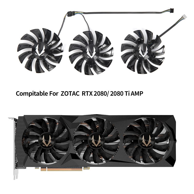 inRobert RTX2080 GPU Fan Replacement for Zotac RTX 2080 Ti AMP Graphics Card Cooling Fan (Full Set) - Image 2