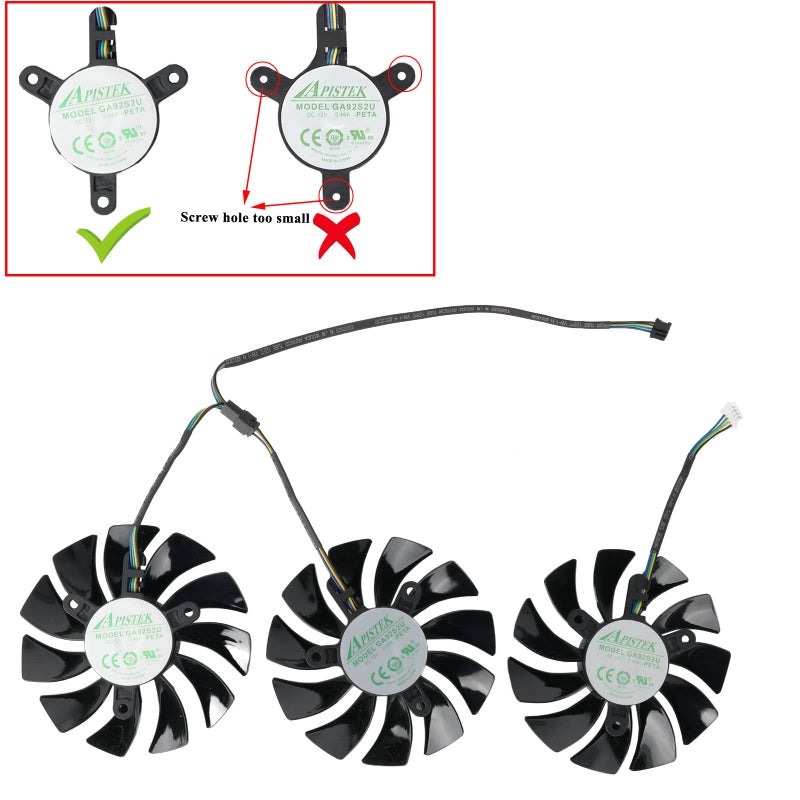 inRobert RTX2080 GPU Fan Replacement for Zotac RTX 2080 Ti AMP Graphics Card Cooling Fan (Full Set) - Image 3