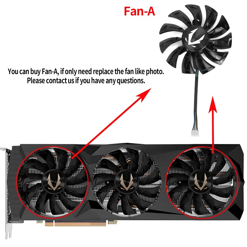 inRobert RTX2080 GPU Fan Replacement for Zotac RTX 2080 Ti AMP Graphics Card Cooling Fan (Full Set) - Image 4