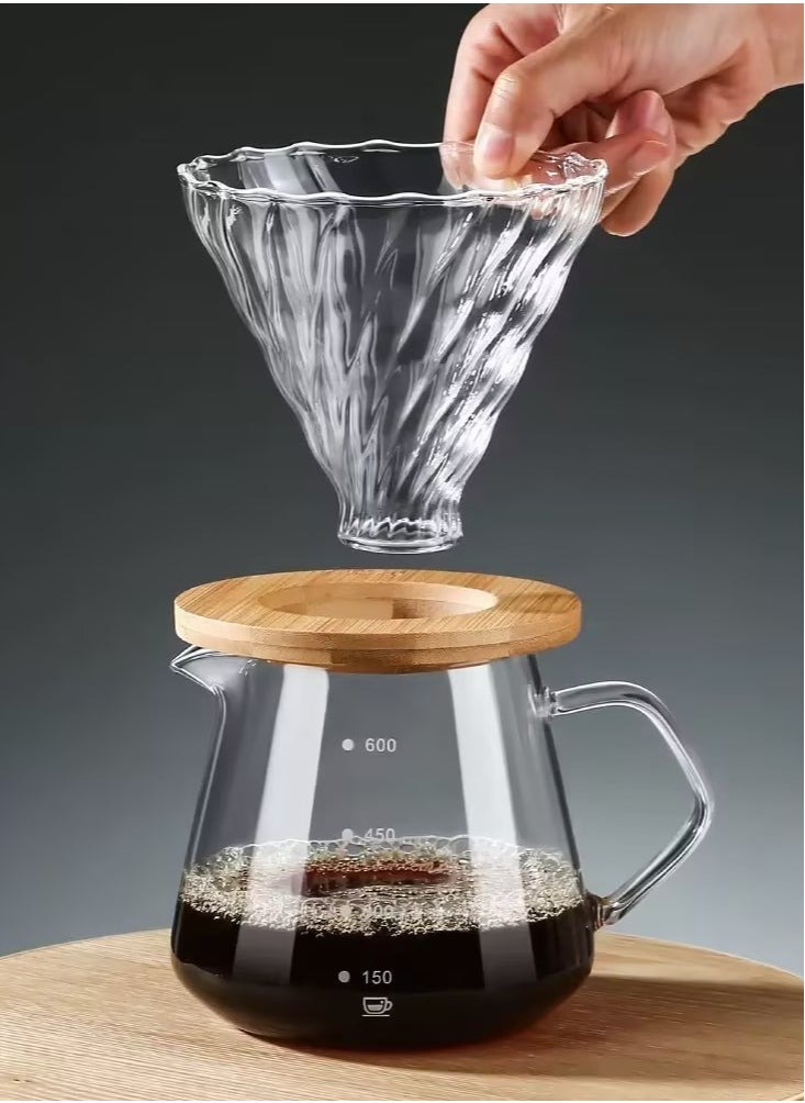 إلفسا - طقم تقطير v60 الة قهوة مكونة من قمع زجاجي وسيرفر زجاجي وفلتر قهوة - Image 1