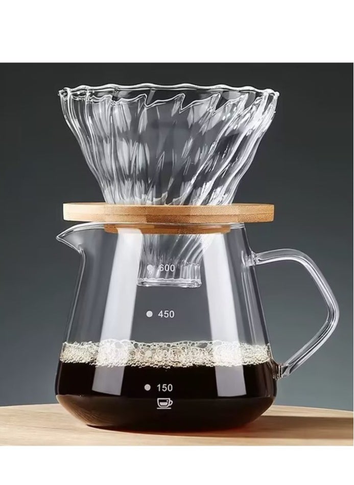 إلفسا - طقم تقطير v60 الة قهوة مكونة من قمع زجاجي وسيرفر زجاجي وفلتر قهوة - Image 1