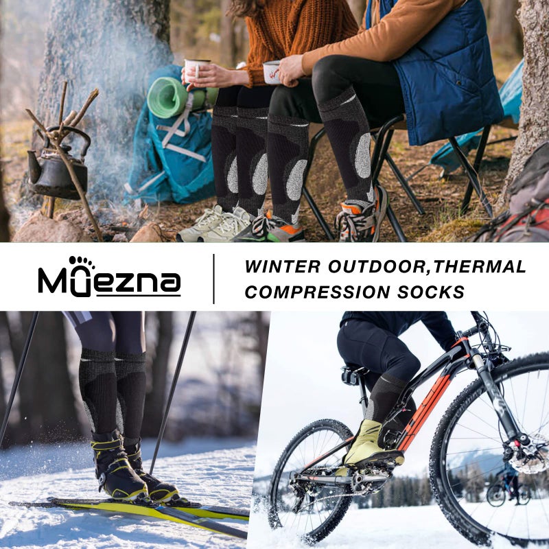 Muezna Merino Wool Ski Socks for Mens Womens Knee High Thermal Snowboarding Socks for Cold Weather - Image 5