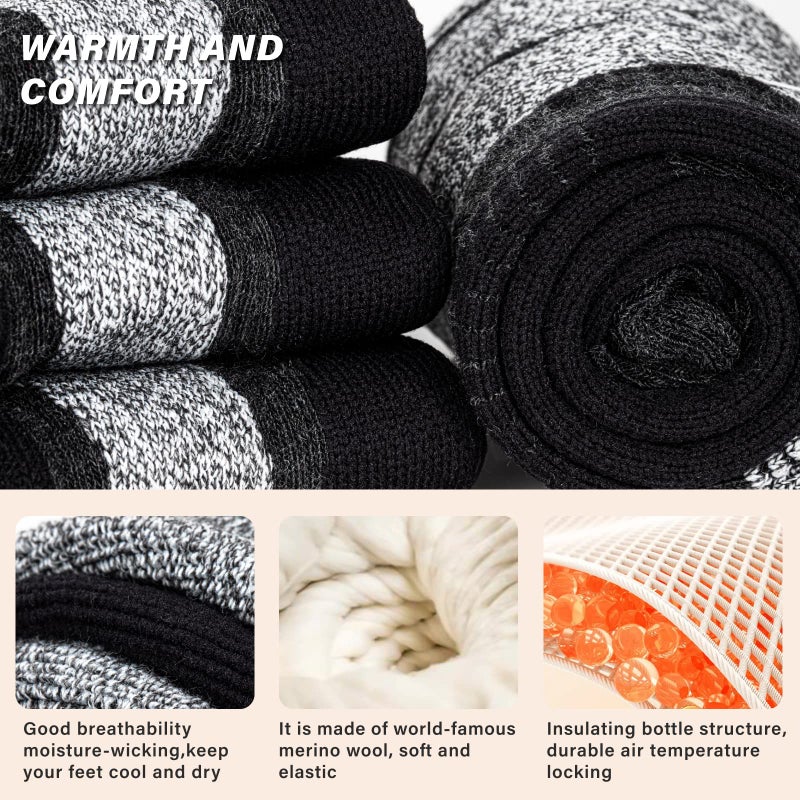 Muezna Merino Wool Ski Socks for Mens Womens Knee High Thermal Snowboarding Socks for Cold Weather - Image 3