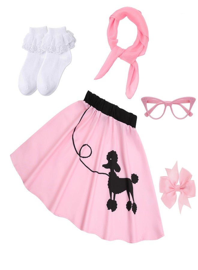 Davsolly Poodle Skirt for Girls, 50s Outfit for Girls, 5pcs 1950’s Sock Hop Costume for Party Career Day Birthday Gifts - Image 2