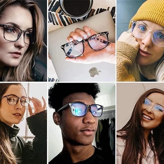 EYLRIM Square Frame Clear Lens Glasses Non Prescription Eyeglasses(A8 Tortoise) - Image 2