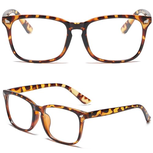 EYLRIM Square Frame Clear Lens Glasses Non Prescription Eyeglasses(A8 Tortoise) - Image 5