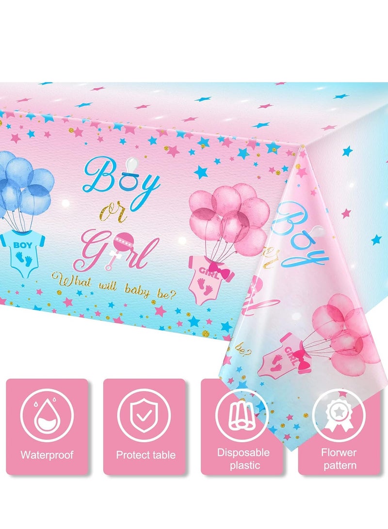 XIYU Gender Reveal Table Cloth Gender Reveal Party Supplies Waterproof Boy or Girl Plastic Tablecloth Pink and Blue Disposable Table Cover for Gender Reveal Baby Party Decorations, 54" x 108"  - Image 1