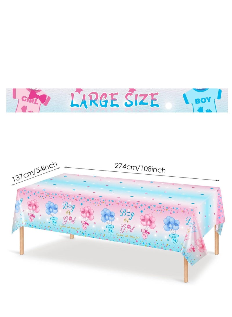 XIYU Gender Reveal Table Cloth Gender Reveal Party Supplies Waterproof Boy or Girl Plastic Tablecloth Pink and Blue Disposable Table Cover for Gender Reveal Baby Party Decorations, 54" x 108"  - Image 2