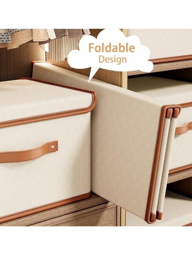 Arabest 2 Pack Storage Bins with Lids, Collapsible Closet Organizer Container, Fabric Organizer Box with Handles, Decorative Storage Boxes with Lids for Organizing Clothes, Books, File, White, Large  - Image 5