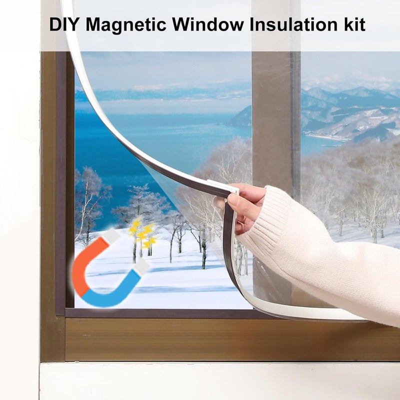 JOOFAN DIY Magnetic Window Insulation kit Transparent Film with White Frame Max 51"X59" Fits Any Size Smaller - Image 2