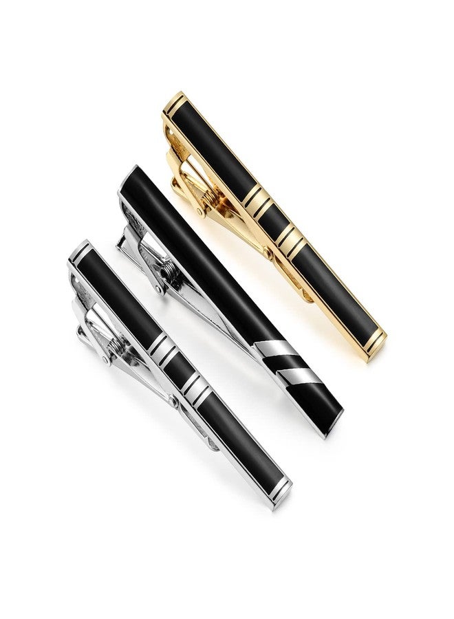 wynameleri Tie Pins for Men Silver Black 3 Pcs Tie Clip Set 1.8'' 2 Inch Business Shirt Necktie Pinch for Men T0303008 - Image 1