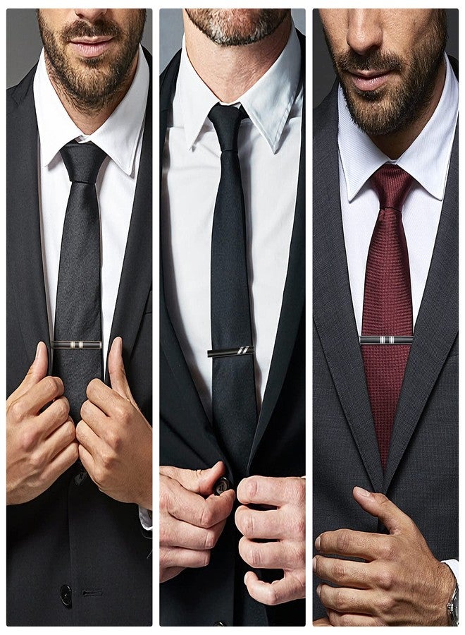wynameleri Tie Pins for Men Silver Black 3 Pcs Tie Clip Set 1.8'' 2 Inch Business Shirt Necktie Pinch for Men T0303008 - Image 2