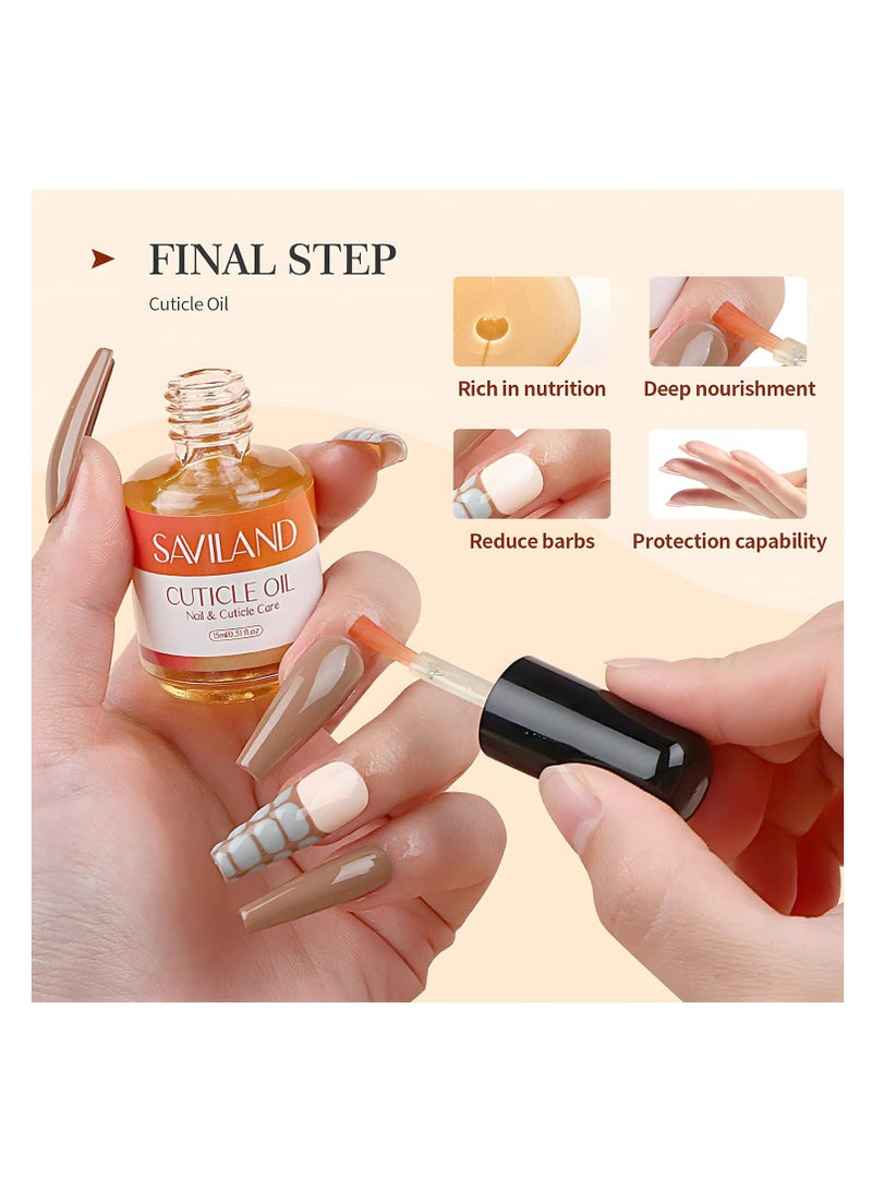 Saviland 15ml Nail Dehydrator and Primer and Cuticle Oil for Nails – 16PCS Natural Acid-free Nail Primer and Dehydrator Nail Prep for Gel Nail Polish & Acrylic Nails Salon Nail Art Tools  - Image 3