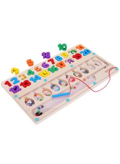 Generic New Children's Wooden Color Classification Magnetic Counting Bead Shifting Magnetic Pen Early Education Educational Toys 