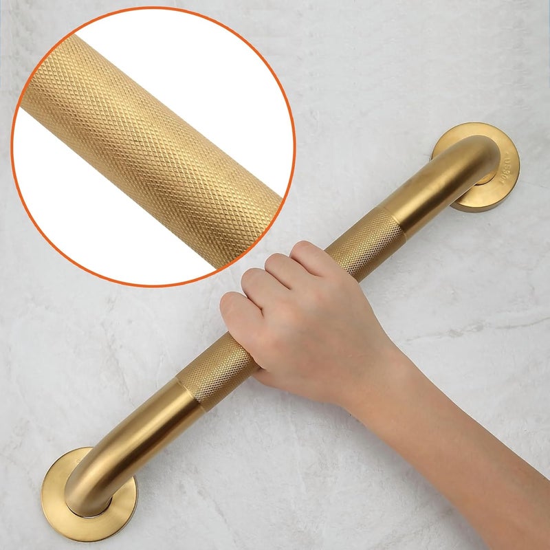 Rackickyer Shower Grab Bar, 2 Pack 12 Inch Gold Bathroom Grab Bar, 1.25" Diameter 304 Stainless Steel Anti-Slip Grab Bars for Bathtubs and Showers, Handicap Shower Grab Bar for Seniors Elderly - Image 4