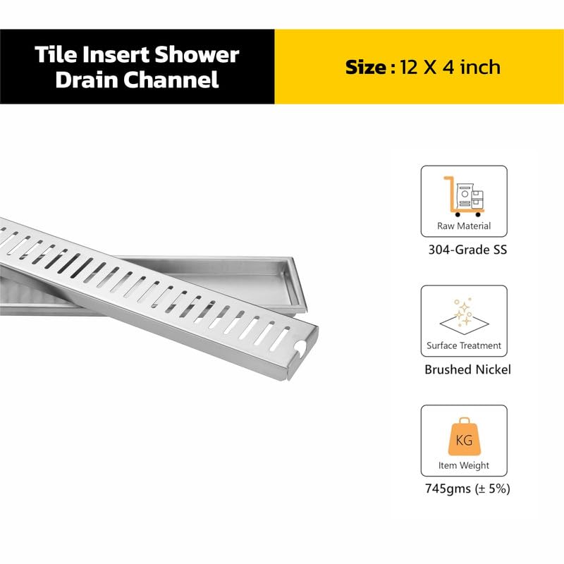 iSTAR 304 Grade Stainless Steel Shower Drain Channel | Corrosion Resistant Water Water Floor Drainer with Pest Trap and Side Hole for Bathroom, Balconies, Wetrooms, Kitchens (12 x 4 inches) - Image 4