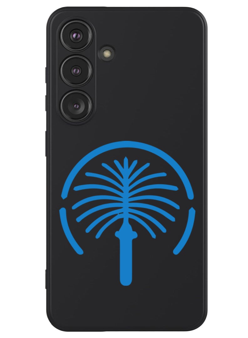 Theodor Protective Slim Fit Case Liquid Silicone Cover with Full Body Protection Anti-Scratch Shockproof Case For Samsung Galaxy S24 Plus (Black) - Palm Jumeriah Blue - Image 1