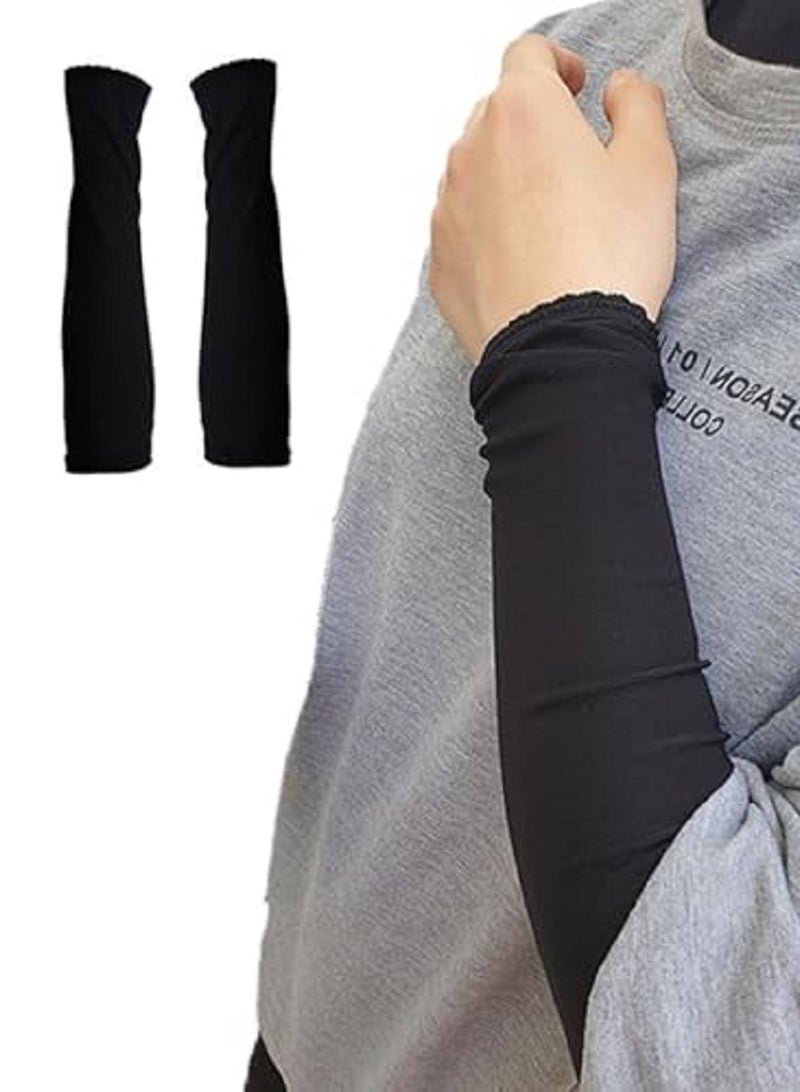 Generic 1 Pair UV Protection Arm Cover Stretchy Islamic Hijab Arm Cover Modest Arm Cover Elastic Sleeves Warm Winter  - Image 3