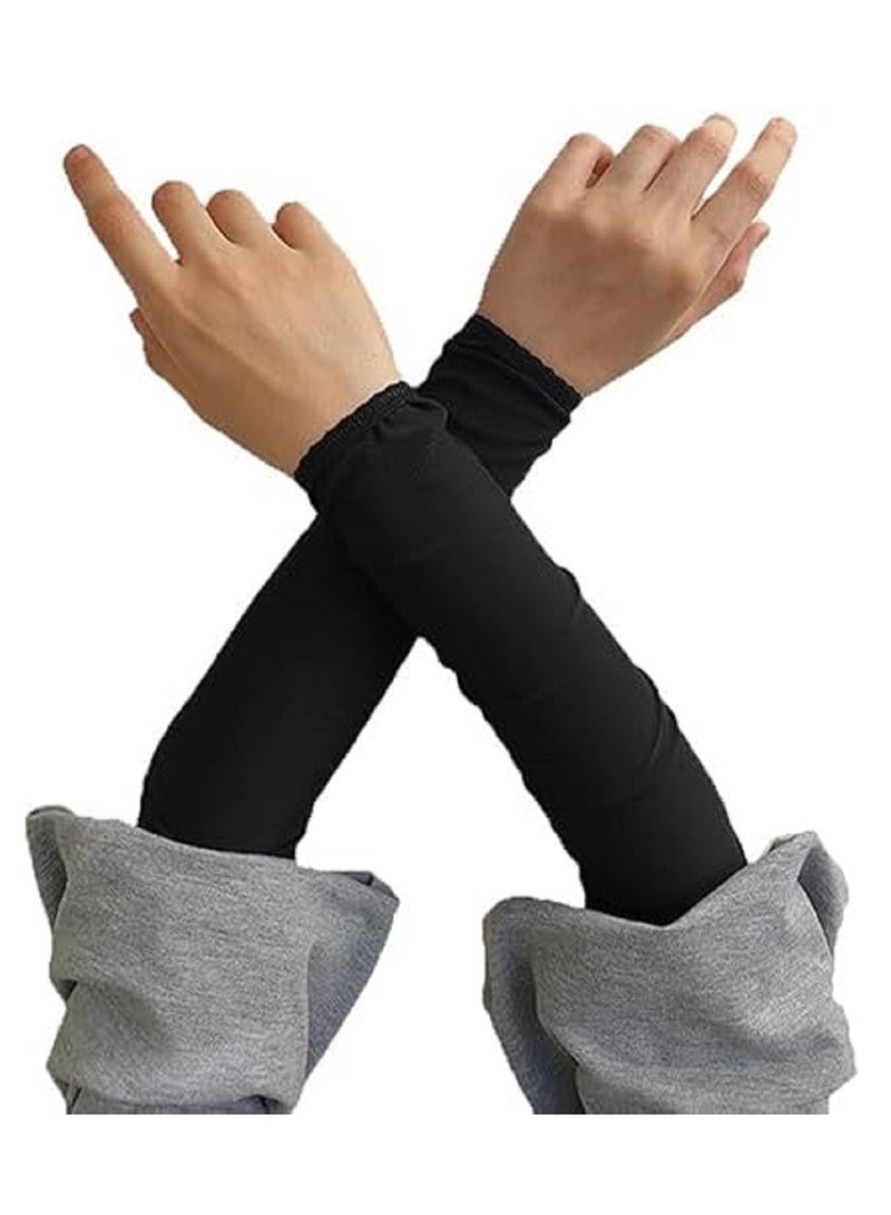 Generic 1 Pair UV Protection Arm Cover Stretchy Islamic Hijab Arm Cover Modest Arm Cover Elastic Sleeves Warm Winter  - Image 4