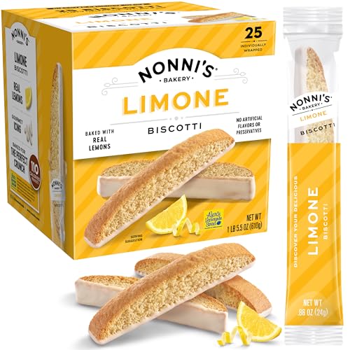 Nonni's Limone Lemon-Iced Biscotti Cookies – Individually Wrapped Italian Tea-Time Snack, Crunchy Twice-Baked, 110 Cal Each, 21.5 oz Carton - Image 1