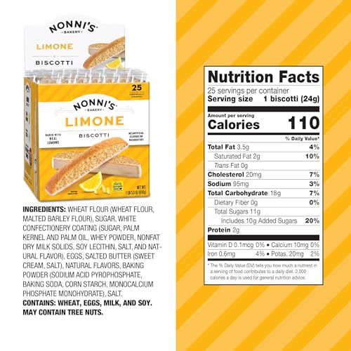 Nonni's Limone Lemon-Iced Biscotti Cookies – Individually Wrapped Italian Tea-Time Snack, Crunchy Twice-Baked, 110 Cal Each, 21.5 oz Carton - Image 2