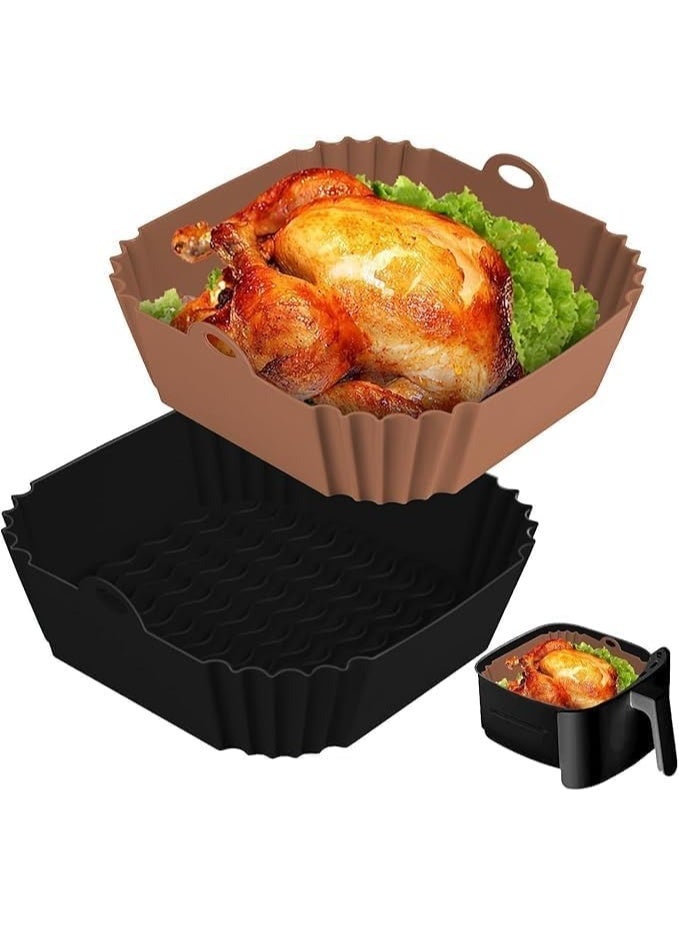 Air Fryer Silicone Liners 2 Pack, Reusable Square Airfryer Basket Liners, Air Fryer Silicone Baking Tray Instant Airfryer, Oven Microwave Pot Accessories malticolor - Image 1