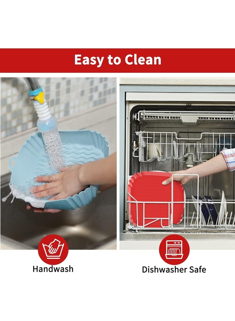 Air Fryer Silicone Liners 2 Pack, Reusable Square Airfryer Basket Liners, Air Fryer Silicone Baking Tray Instant Airfryer, Oven Microwave Pot Accessories malticolor - Image 4