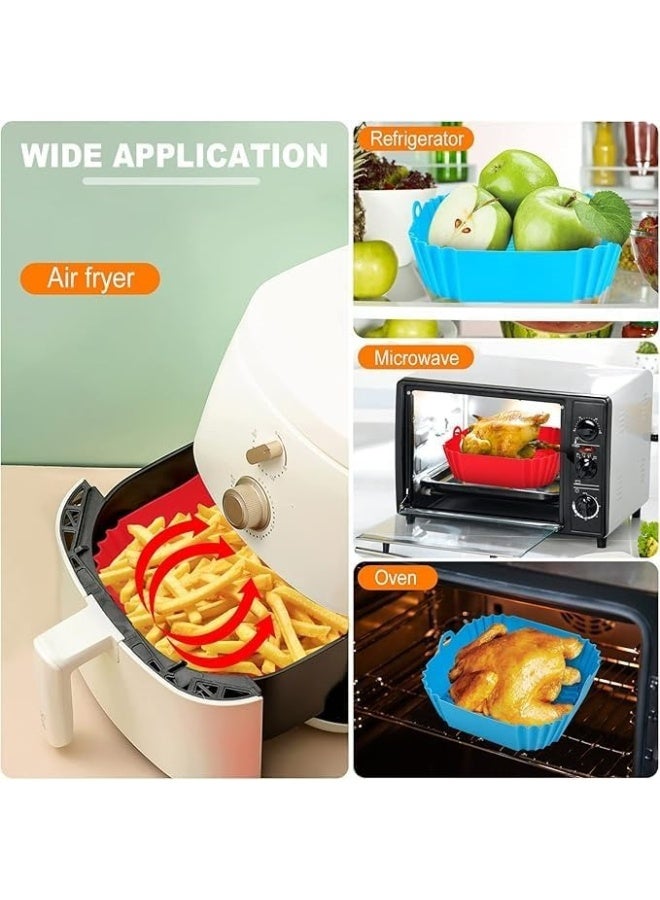 Air Fryer Silicone Liners 2 Pack, Reusable Square Airfryer Basket Liners, Air Fryer Silicone Baking Tray Instant Airfryer, Oven Microwave Pot Accessories malticolor - Image 5