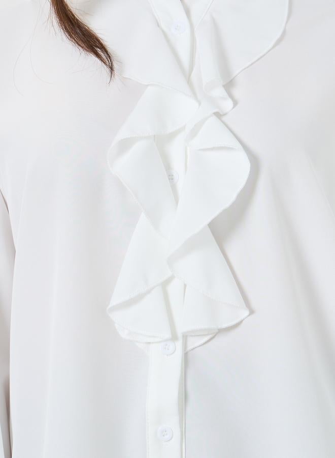 Take Two Front Ruffle Detail Long Sleeve Shirts - Image 4
