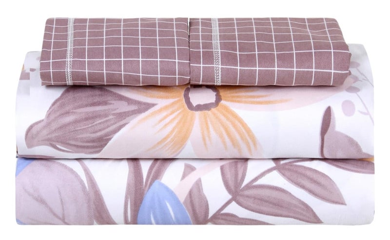 Nendle Floral Pattern 400Tc Premium Cotton Super King Size Bedsheets 108X108 Inches with Contrast Pillow Covers for Luxurious Softness and Anti Fade Prints (Floral Texture, Pack of 3) Multi Color - Image 5