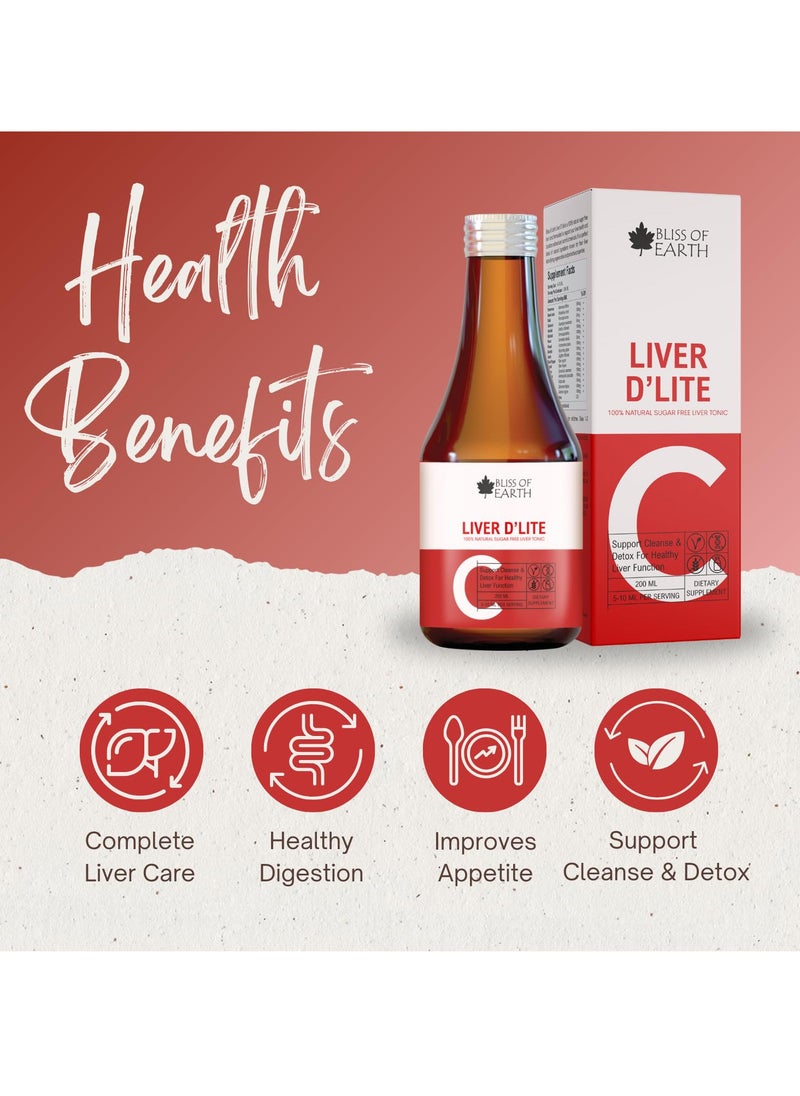 BLISS OF EARTH Bliss of Earth Natural Liver Detox Syrup Sugar Free Detox Supplement To Support Healthy Liver Function Improves Digestion & Appetite 200ml  - Image 5