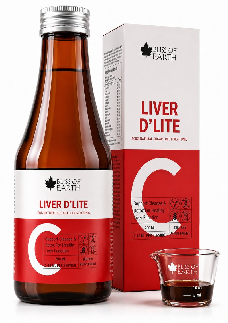 BLISS OF EARTH Herbal Liver Syrup, Natural Detox & Liver Health Supplement, Sugarfree, 200ml - Image 1