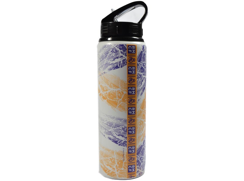 Hy-Pro Officially Licensed Real Madrid CF Aluminium Bottle - 750ml, Integrated Folding Straw, Leakproof, Lightweight, Great Football Gift Idea - Image 2