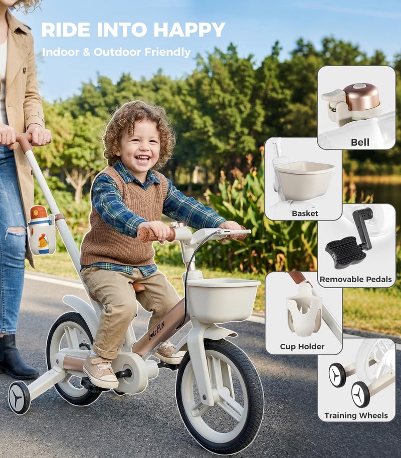 LOL-FUN Toddler Bike with Training Wheels for Kids 1-3, 6 in 1 Balance Bike for Toddlers 2-4 with Pedals, Brake & Baskets, 12" Baby Push Tricycle for 2 3 4 5 Year Old Boy Girl Toy & Gift - Image 2