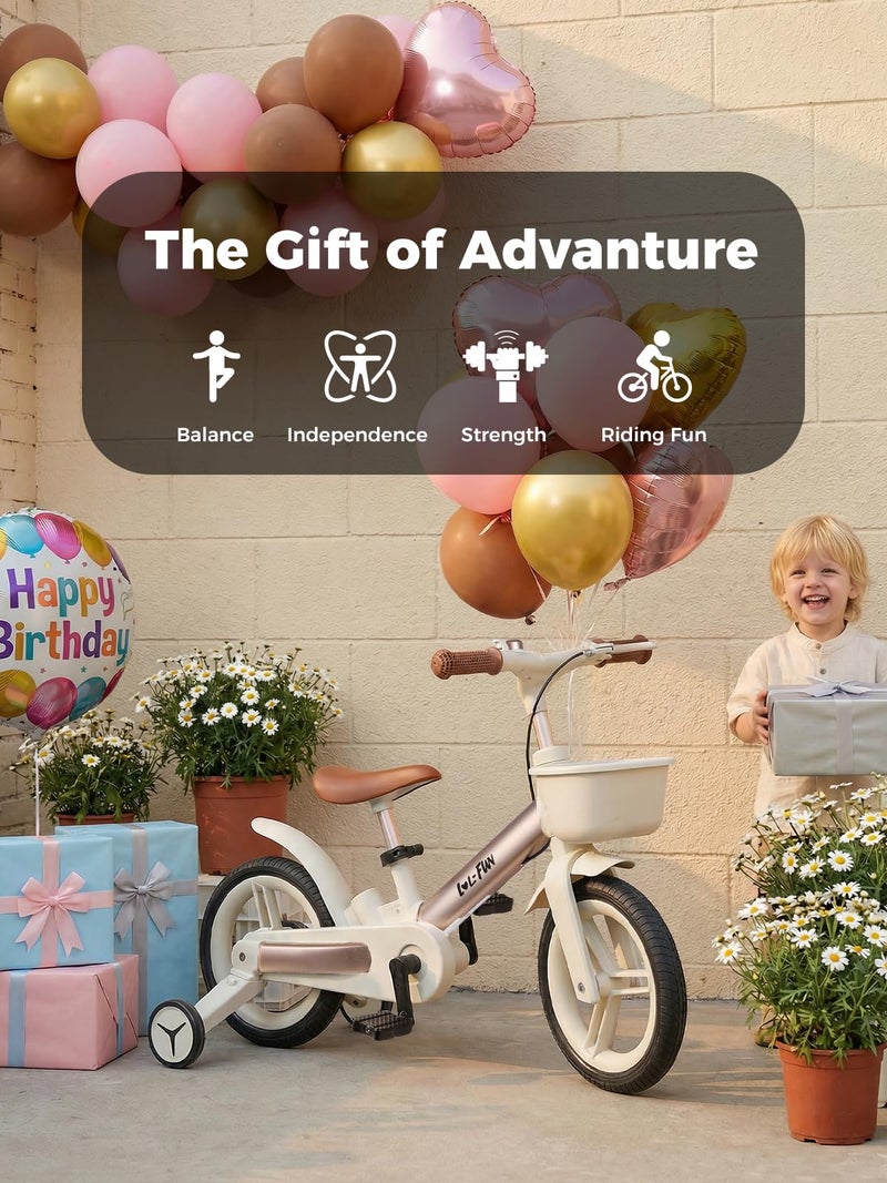LOL-FUN Toddler Bike with Training Wheels for Kids 1-3, 6 in 1 Balance Bike for Toddlers 2-4 with Pedals, Brake & Baskets, 12" Baby Push Tricycle for 2 3 4 5 Year Old Boy Girl Toy & Gift - Image 5