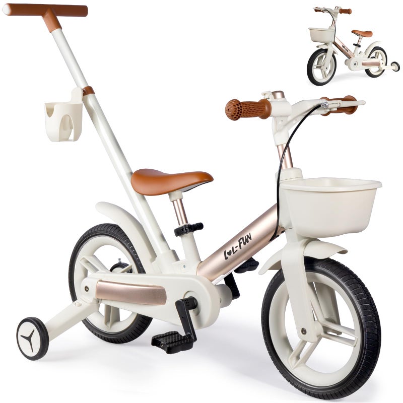 LOL-FUN Toddler Bike with Training Wheels for Kids 1-3, 6 in 1 Balance Bike for Toddlers 2-4 with Pedals, Brake & Baskets, 12" Baby Push Tricycle for 2 3 4 5 Year Old Boy Girl Toy & Gift - Image 1