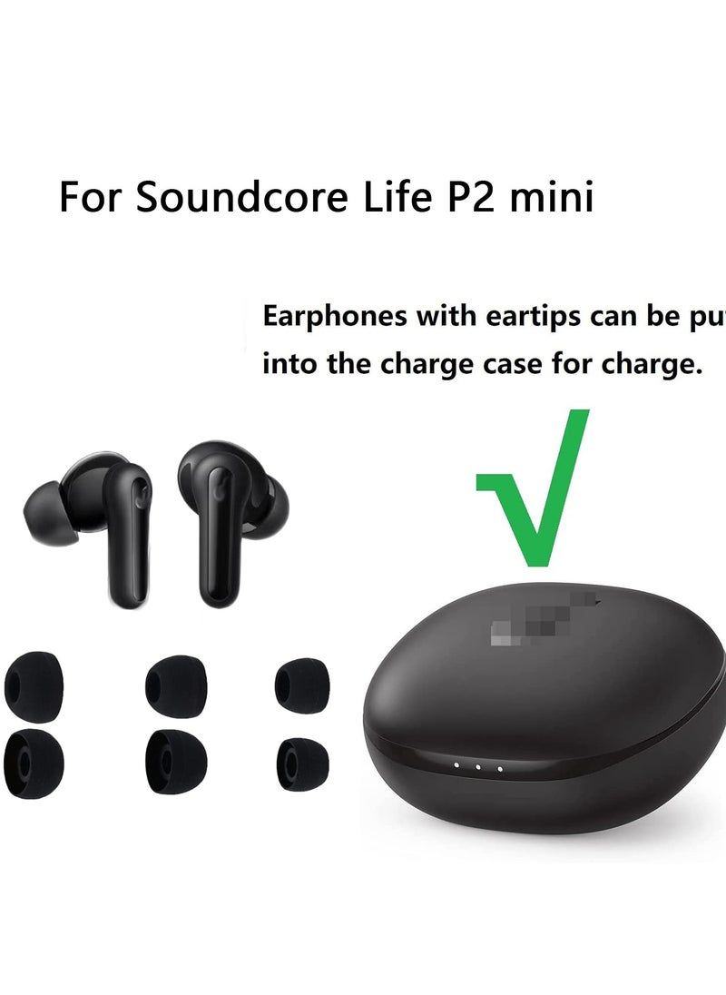 Generic 3pairs Ear Tips for Soundcore Life P2 Mini Silicone Earbuds Replacement for Earbuds S/M/L-Black  - Image 2