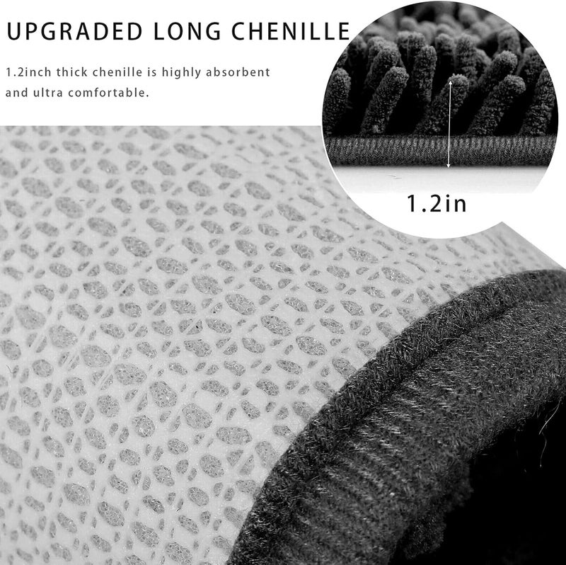 Eanpet Chenille Bath Mat Non-Slip Microfiber Floor Mat Baby Bath Mat for Kids Ultra Soft Washable Bathroom Dry Fast Water Absorbent Shower Mat Area Rugs (15.3" x 23.2", Black) - Image 5
