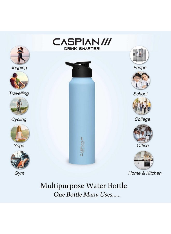CASPIAN كاسبيان /// زجاجة مياه ستانلس ستيل قابلة للشرب (أزرق سماوي، 1 لتر، مجموعة من 1) | مضادة للتسرب مثالية للثلاجة، المنزل، المكتب، السفر، المدرسة، للأطفال، الأولاد، البنات، البالغين، الرياضة، صالة الألعاب الرياضية، اليوغا - Image 5