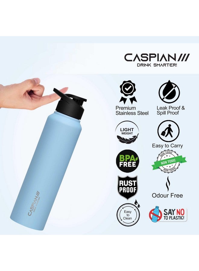 CASPIAN كاسبيان /// زجاجة مياه ستانلس ستيل قابلة للشرب (أزرق سماوي، 1 لتر، مجموعة من 1) | مضادة للتسرب مثالية للثلاجة، المنزل، المكتب، السفر، المدرسة، للأطفال، الأولاد، البنات، البالغين، الرياضة، صالة الألعاب الرياضية، اليوغا - Image 4