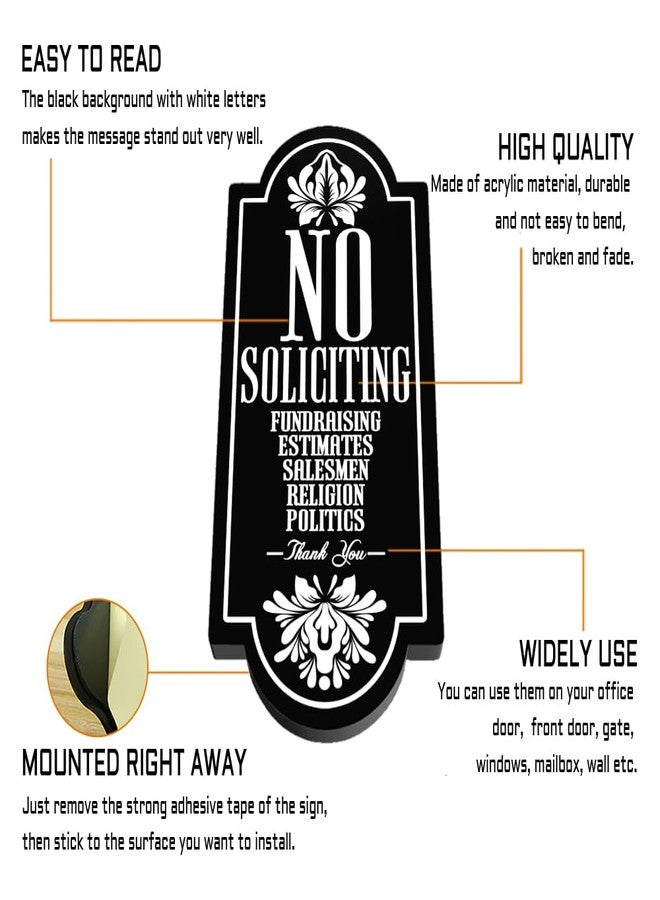 Maoerzai No Soliciting Sign for House, No Estimates, Salesmen, Thank You Sign, Stylish & Prominent Design, Perfect for Home Office Front Doors, Wall Decor. (Black - 4 x 9 inch) - Image 4