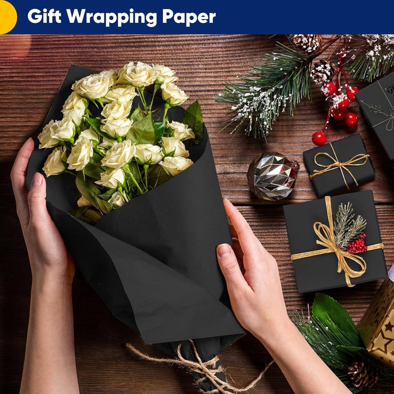 Vanhench Black Wrapping Paper 17.5"Ã—760" (63'), Black Construction Paper for Poster Bulletin Board, Art Packing, Birthday, Bouquet Flower Halloween Wrapping - Image 4