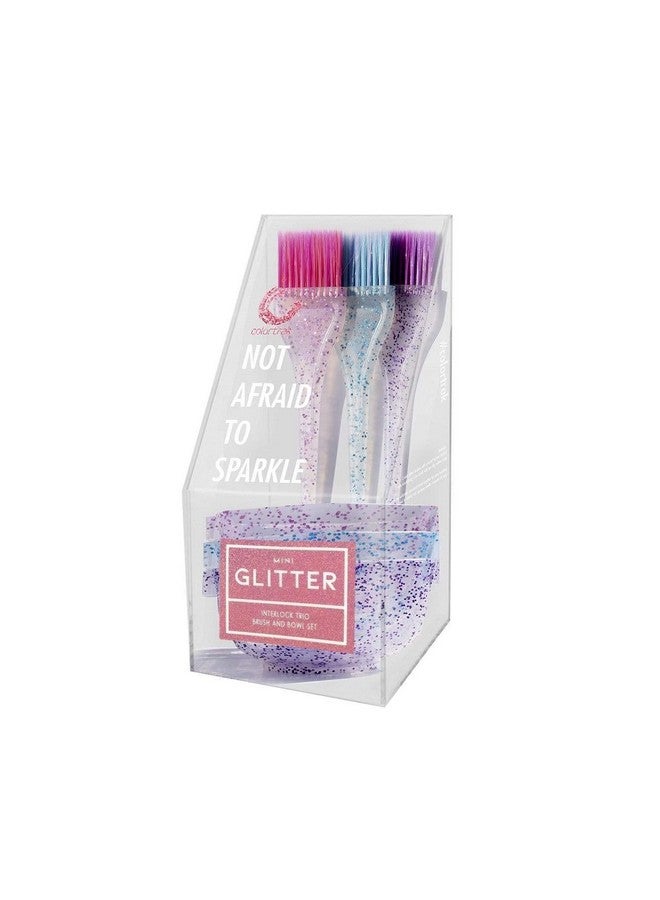 Colortrak Colortrak 3 Pack Mini Glitter Trio Brush & Bowl Set, Small Brushes with Colorful Feather Bristles, Stackable Color Bowls with Non-Slip Rubber Rings, Easy Handling, Set of 3 Brushes and 3 Bowls - Image 1